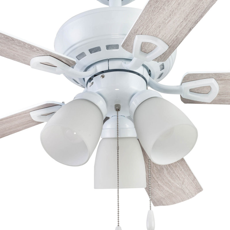 Miller Park 44'' Ceiling Fan with Light Kit, White with White/Gray Oak Blades