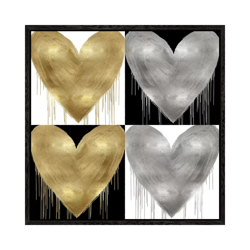 Big Hearted Quartet III by Lindsay Rodgers - Print on Canvas, Black Framed, 66.04cm H x 66.04cm W x 3.81cm D