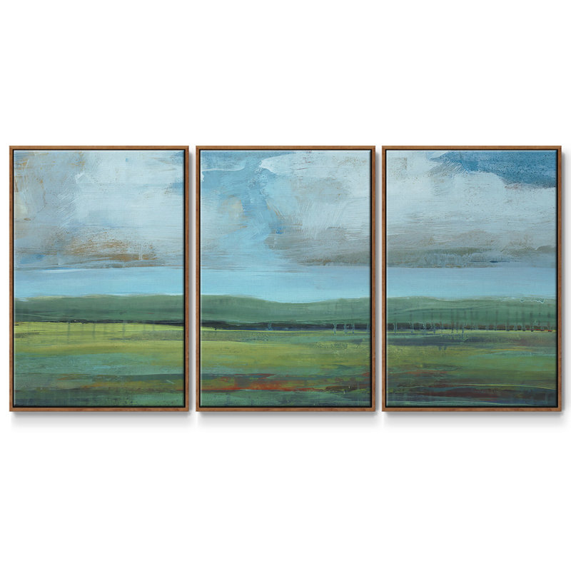 Natural Viewpoint - 3 pièces, reproduction sur toile avec cadre flottant, H 40 po x l 78 po x P 2 po, Noyer