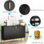 Buffet 59,74 "de luxe noir et or avec rangement et portes géométriques