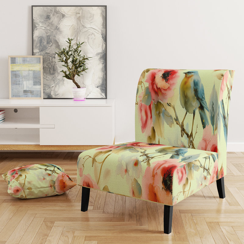 Fauteuil de chambre rembourré Beautiful Bird Romance I, Yellow Velvet