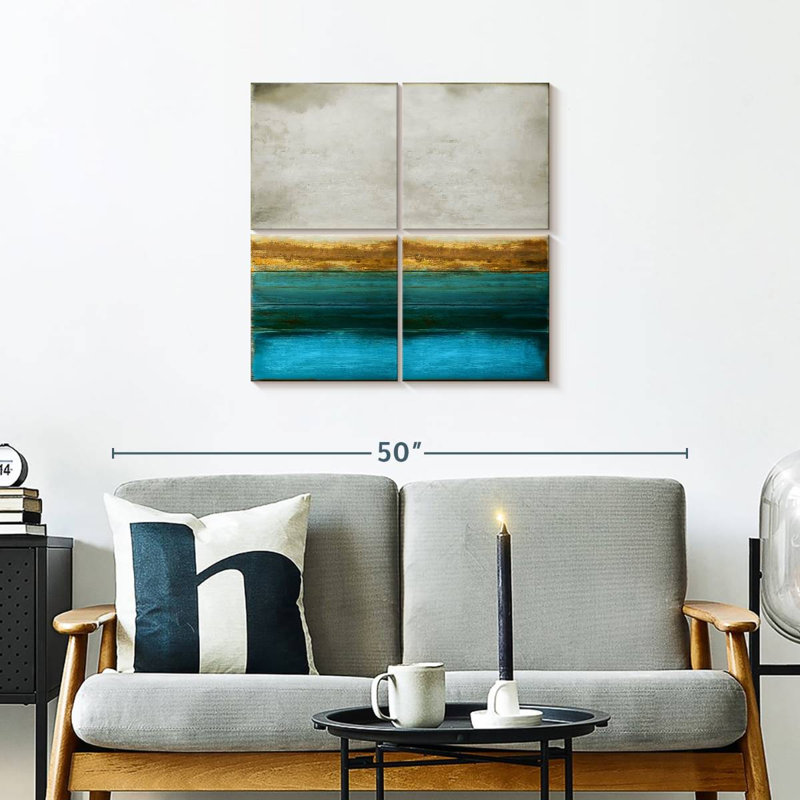 Avery doré sur turquoise, H 26 po x l 26 po