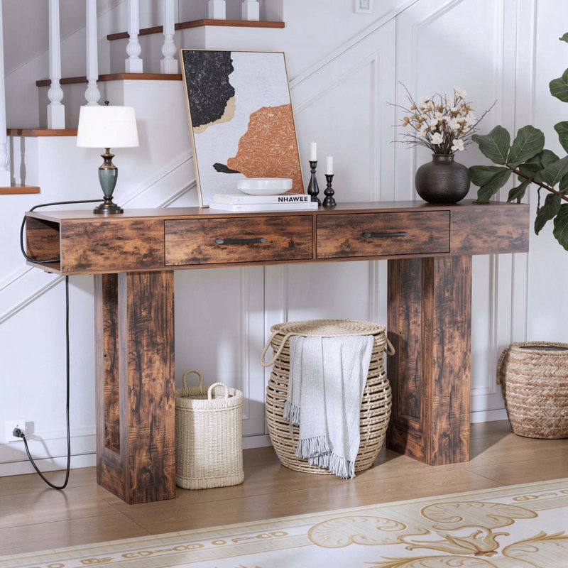 Console 63 po avec repose-pieds Farmhouse