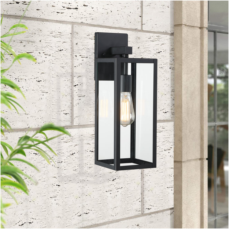 Applique murale d'extérieur 1 lumière, H 18 po x l 6 po x P 6 po, Noir mat