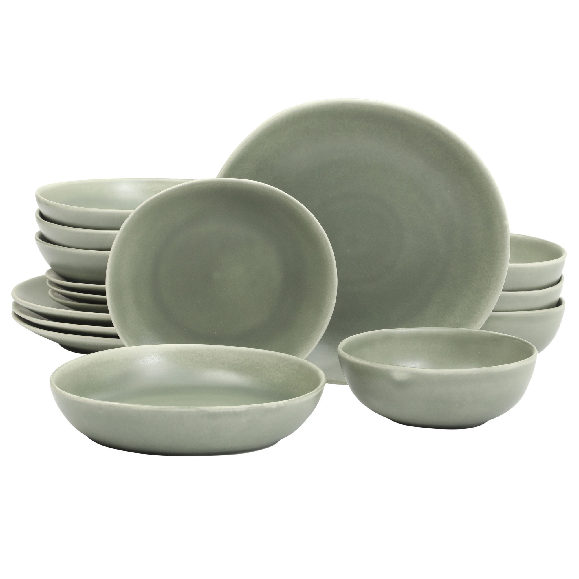 Gibson Elite Zion Mist 16 Piece Stoneware Reactive Glaze (Service for 4) Ceramic Plates and Bowls Modern Organic Dinnerware Set & Reviews | AllModern