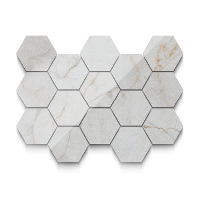 Classico Blanco Polished Hexagon Mosaic Crema Marfil Look