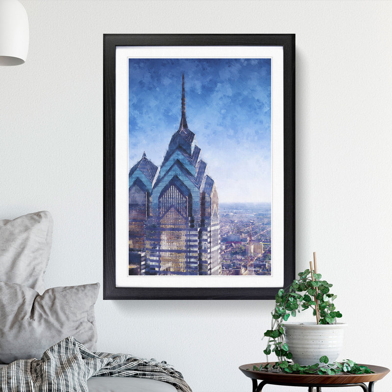 One Liberty Place In Philadelphia - Single Picture Frame Painting on MDF, Black Framed, 33cm H x 24cm W x 2cm D