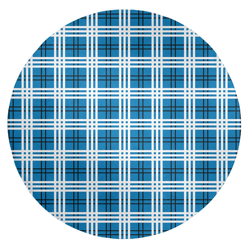 Plaid Indoor Rug, Round 5'