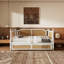 Lit de jour simple en rotin de style traditionnel avec lit gigogne simple pour un espace limité, chambre d'amis, aucun sommier nécessaire, blanc