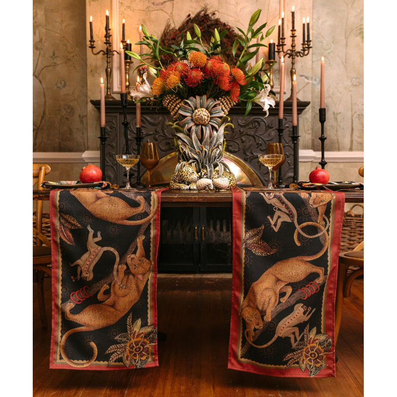 Monkey Tales Table Runner - Linen, 94" L, Night