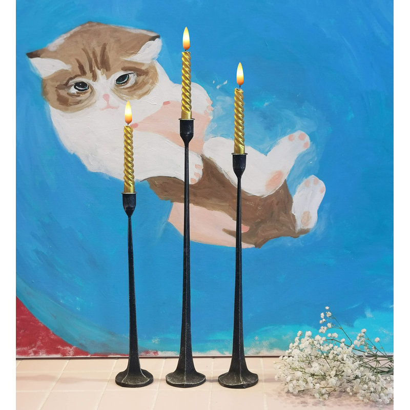Porte-bougie en fer - Porte-bougie décoratif - Bougeoir pour mariage, repas, fête, ensemble 3
