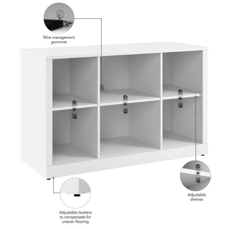 Hampton Heights White 48" 6-Cube Bookshelf