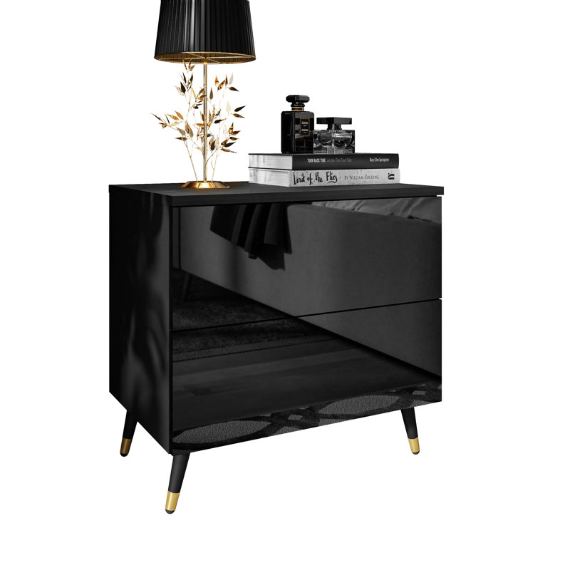 Schofields 55cm W Manufactured Wood Bedside Table, Black