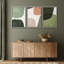 Mid-Century en forme de Tripyth vert, ovales multicolores abstraits, Mid-Century moderne, impression sur toile encadrée, 3 pièces, décoration murale-119385093-90847642