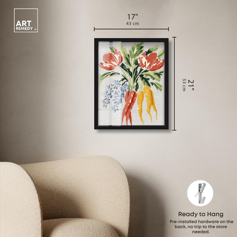 «Rabbit's Bouquet I Kitchen» par Art Remedy, H 21 po x l 17 po, Noir