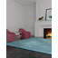 Tapis uni / rayé bleu océan Durah-348939994