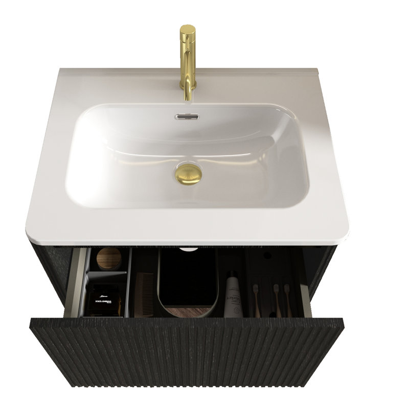 Meuble-lavabo Modern, Noir, 24"