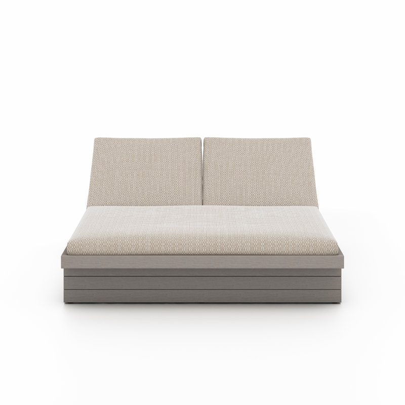 Leroy Outdoor Teak Chaise Lounge, Weathered Gray, Stone Gray