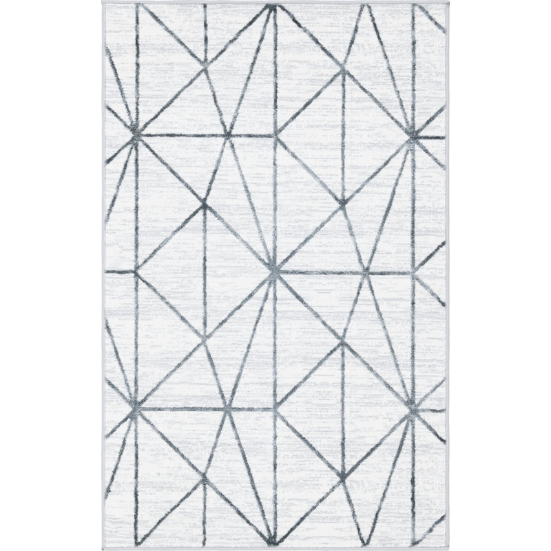 Tapis géométrique ivoire / gris Nuangola, Rectangle 3 pi 3 po x 5 pi 3 po