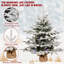 Sapin de Noël floqué préilluminé de 90 cm avec 100 lumières DEL bicolores et 528 branches, base en toile de jute et ciment