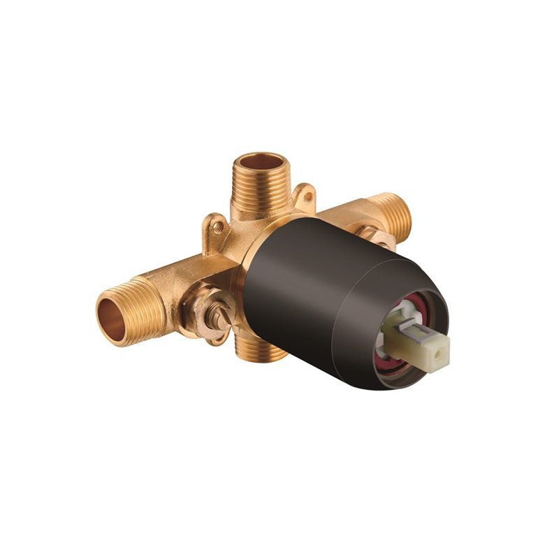 Metro 1 Way Pressure Balance Shower Mixer - Wall Mount - 6" Brass/Polished Nickel, Matt Black