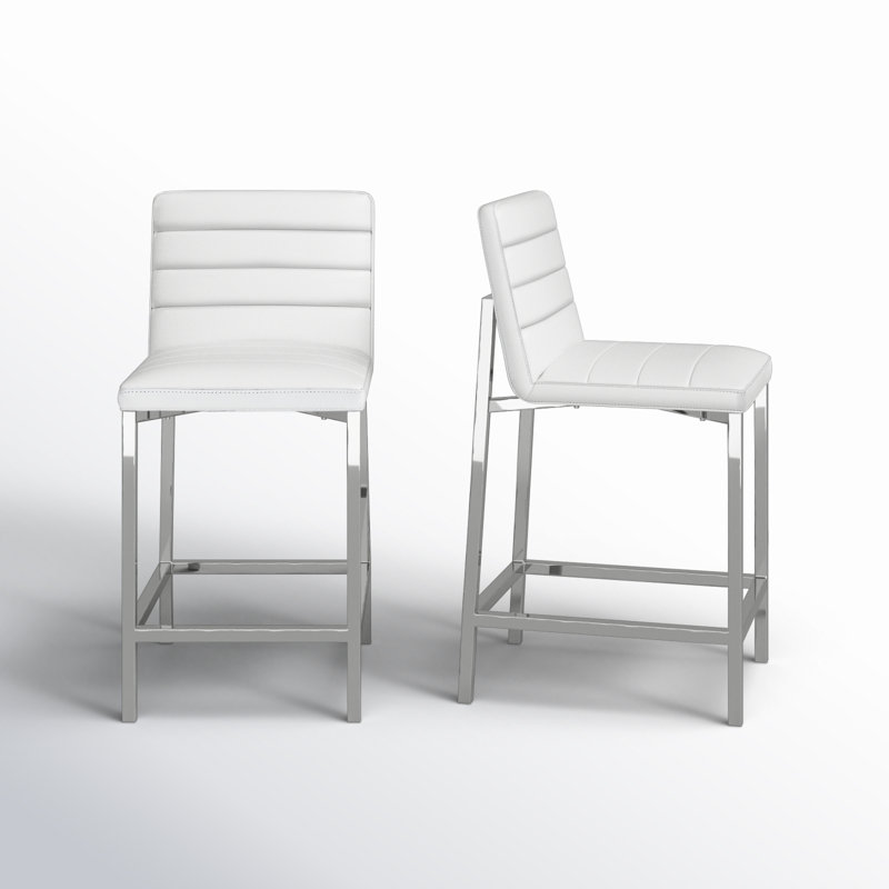 Tabouret de bar et de comptoir Misa, Tabouret de comptoir (assise de 26 po de hauteur), Blanc