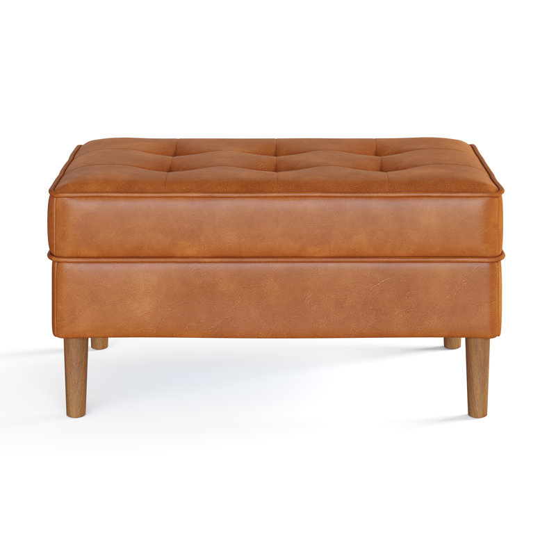 Repose-pieds en cuir Victor , Cuir véritable caramel