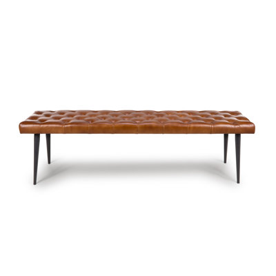 Limones Genuine Leather Upholstered Storage Bench