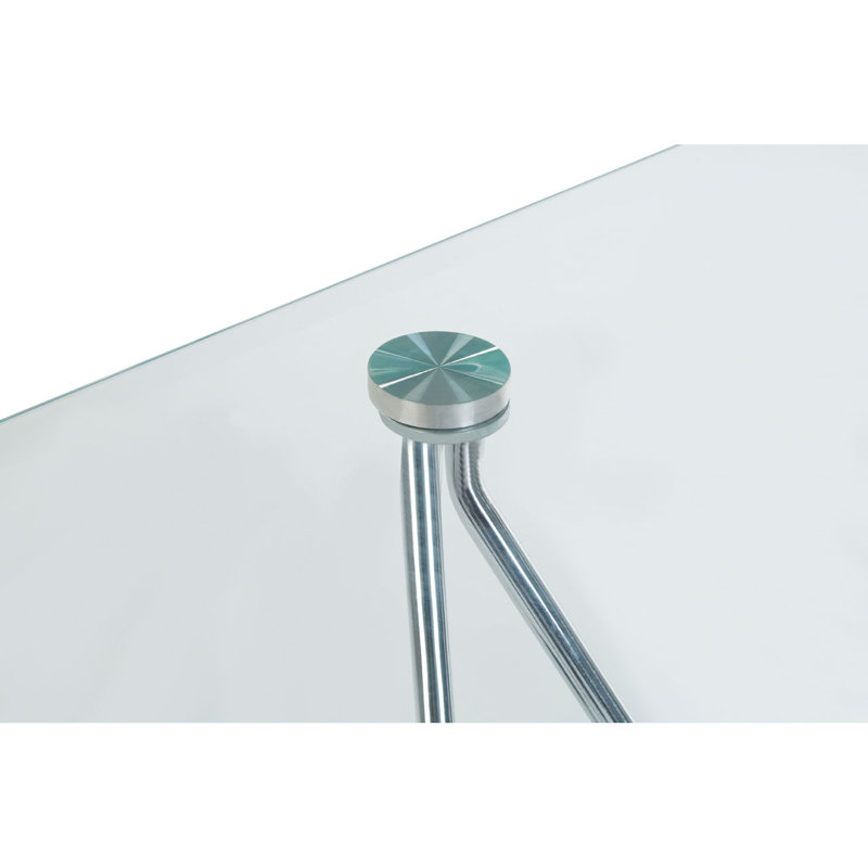 Hallow Glass Top Cross Legs End Table