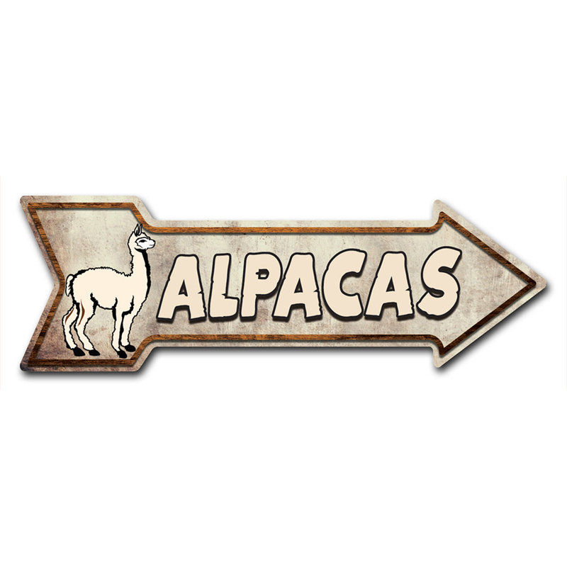 Plaque de rue Alpacas en plastique robuste 6 po x 18 po
