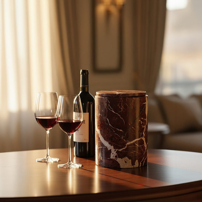 Brenlee Red Marble Ice Bucket