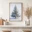 «Christmas Tree Snowy Winter Pine Tree Antique Blue Holiday Decor», reproduction d'art sur toile encadrée-107117854-107117858