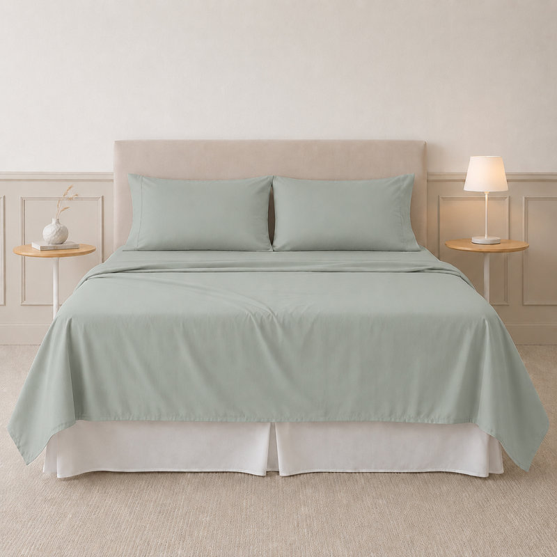 Modern Threads 4-Piece Ultra Soft Microfiber Sheet Set with Deep Pockets in Solids & Prints, Sea Green