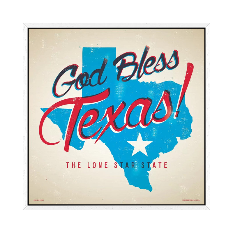 God Bless Texas by Jim Zahniser - Print on Canvas, White Framed, 93.98cm H x 93.98cm W x 3.81cm D