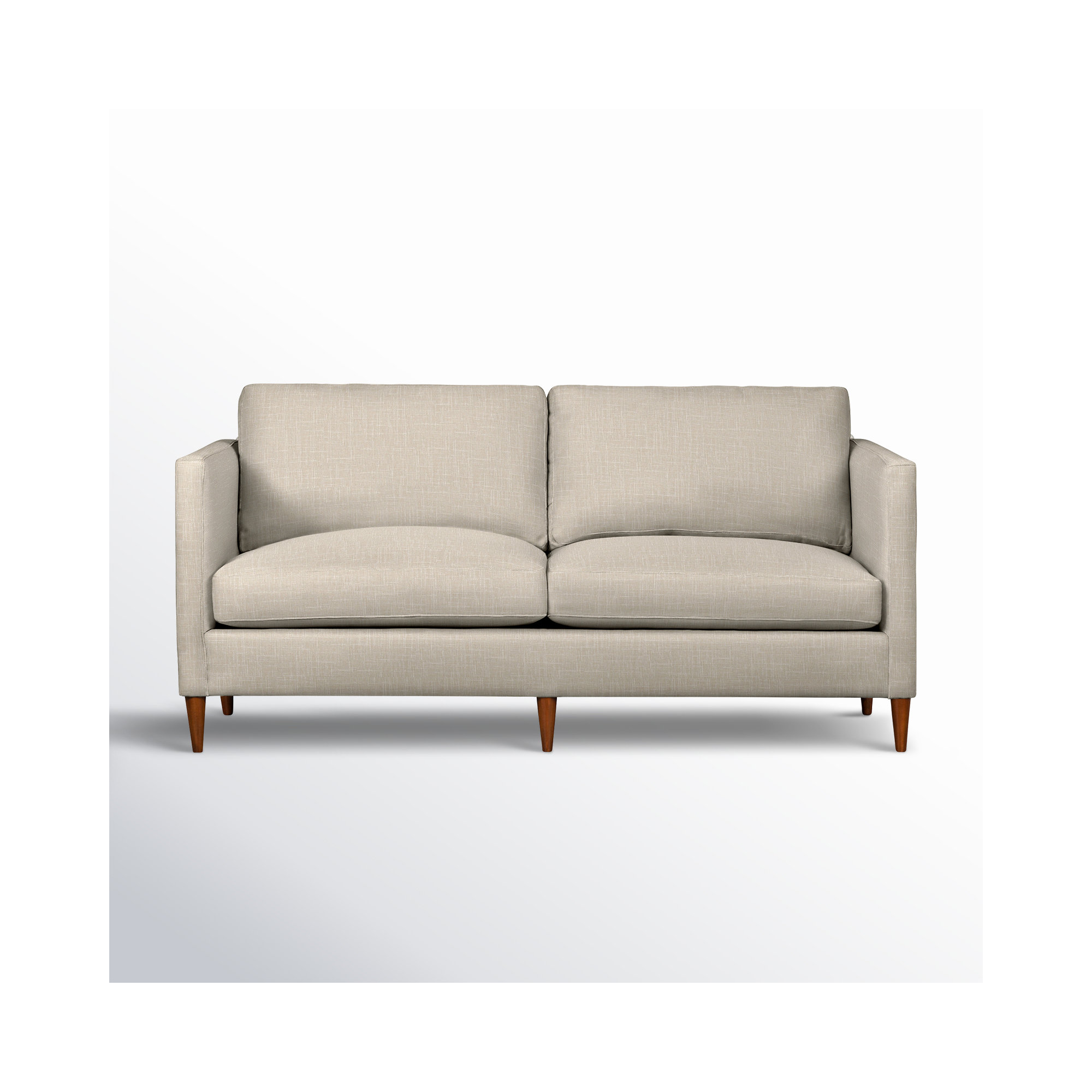 Clifford Upholstered Custom Studio Sofa, Lena Sand Performance Linen Blend