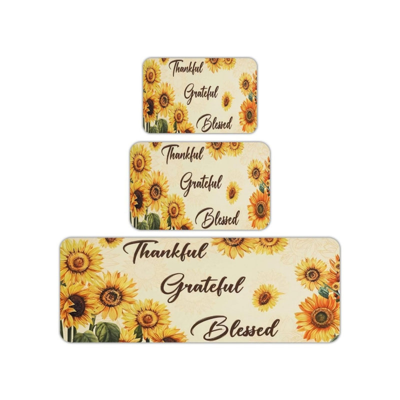 Ensemble de tapis de cuisine tournesol jaune 3 pièces pour la cuisine et la salle à manger