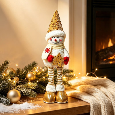 Décorations de Noël 1 pièce Ornement de bonhomme de neige rétractable Mignon ornement de décoration de cadeau de Noël hauteur d'environ 20 à 15 po