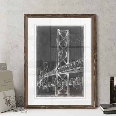 «Suspension Bridge Blueprint II» par Paul Cezanne - reproduction d'art encadrée