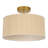 2-Light Rattan Drum Shade Dimmable Semi Flush Mount Ceiling Light with Gold Finish