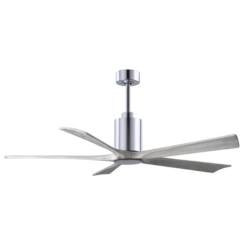 Patricia LED Downrod Ceiling Fan, Barn Wood Tone, Polished Chrome