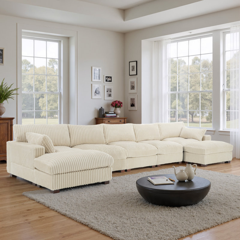 5-Piece Faux Rabbit Fur Sectional Sofa