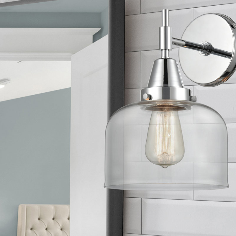 Gayle Chrome Armed Sconce, 60 Vintage Incandescent Bulb, Polished Chrome, Clear