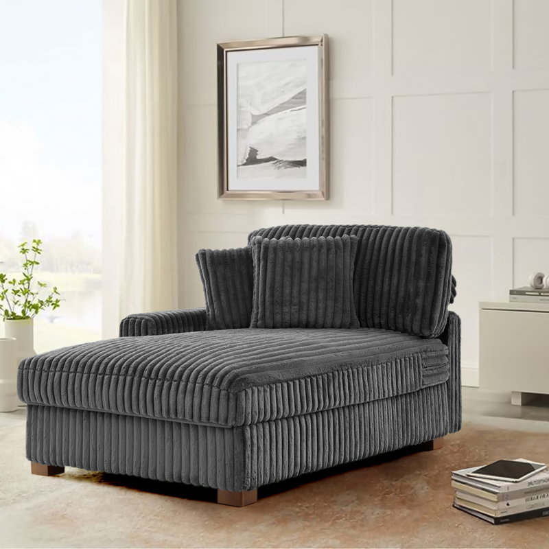Upholstered Chaise Lounge, Grey