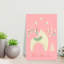 Festive Pink Reindeer Whimsical Abstract Contemporary Christmas Tree Deer Winter Landscape Wall Art Print by Annick - Wrapped Canvas Print-860241846