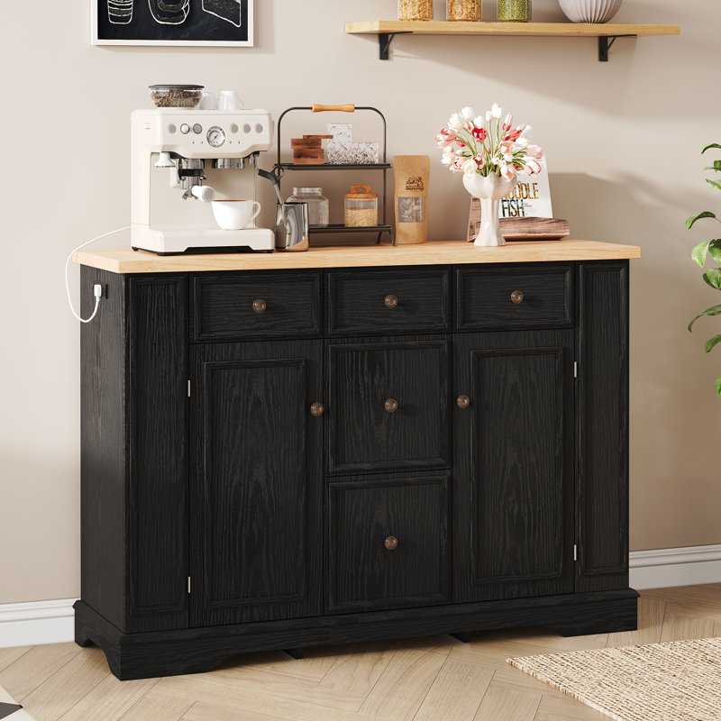 Sideboard Buffet Cabinet with Spacious Storage, Black