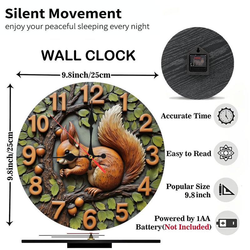 Horloge murale écureuil