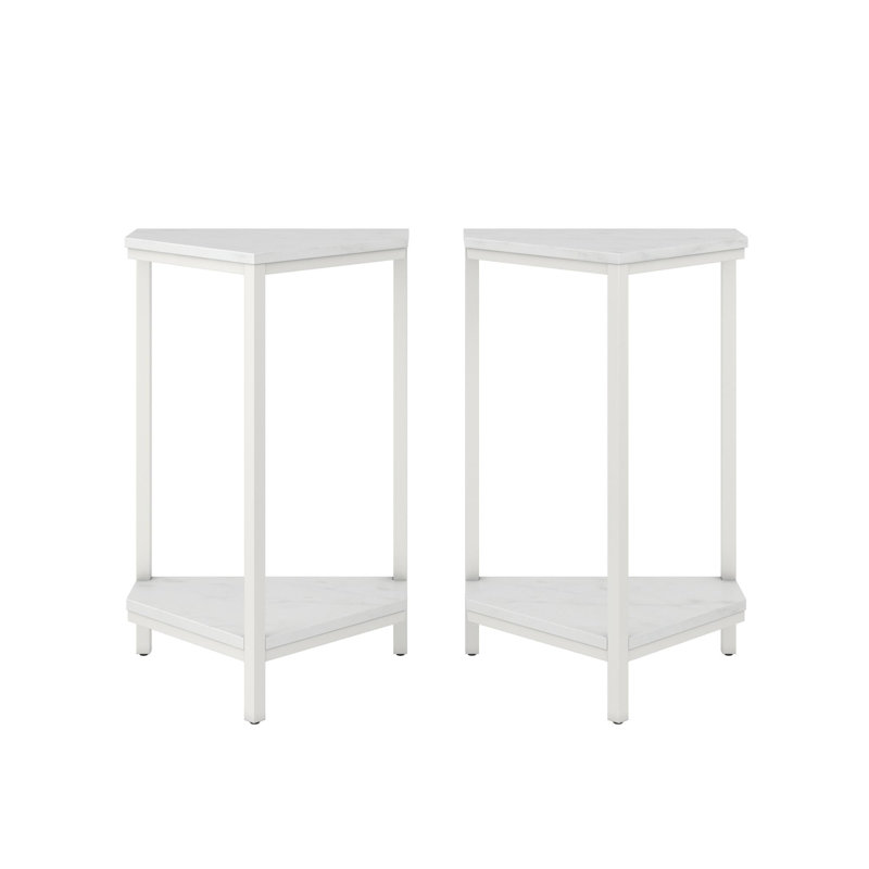 Side Table Set, White, White