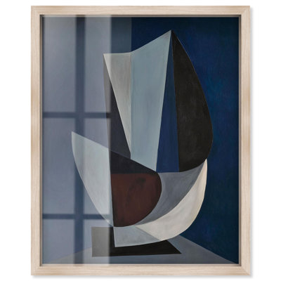 «Blue Sentinel III Shadowbox», art abstrait moderne par Art Remedy, cadre blond, 30 x 36