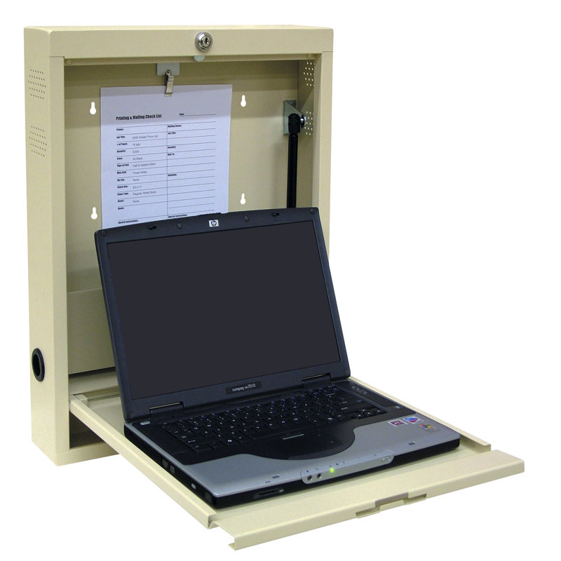 Steel Floating Desk with Power Outlet, Beige