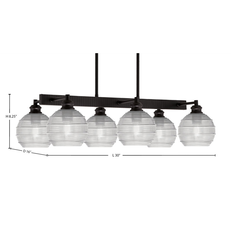 Edge 6 Light Bar With 6" Glass, Espresso, Clear